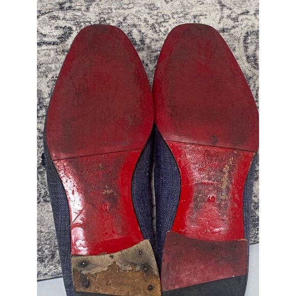 Christian Louboutin Blue Danim Dandelion Tassel Loafers Size 40 main image 5